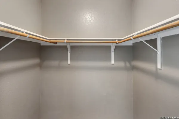 a view of a room with racks on the wall