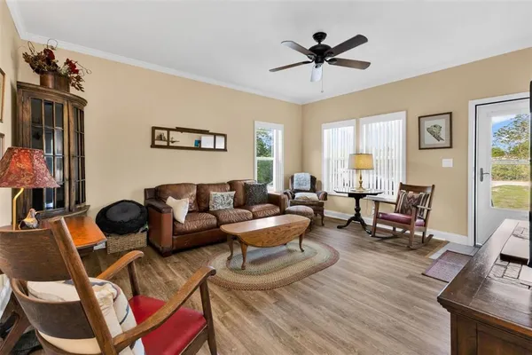 a living room with furniture