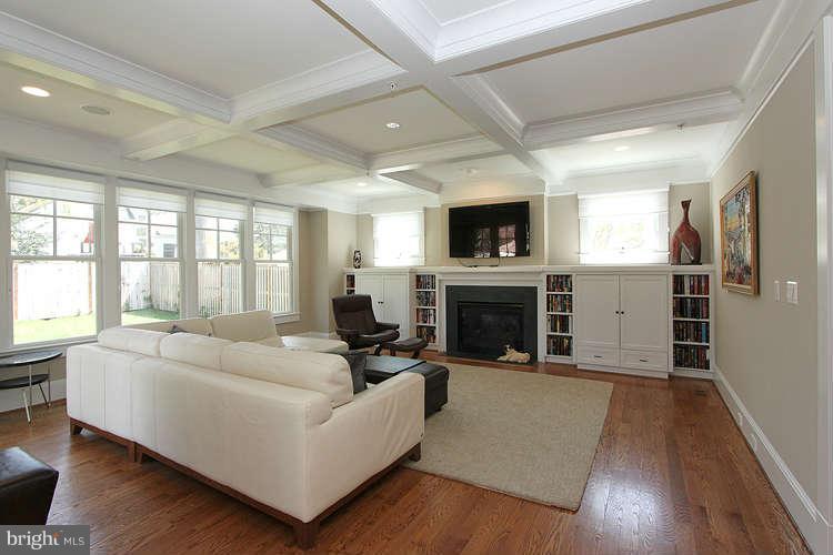 8015 Aberdeen Road Bethesda, MD 20814 - Photo 7 of 30 Family Room w/coffered ceiling & gas fireplace