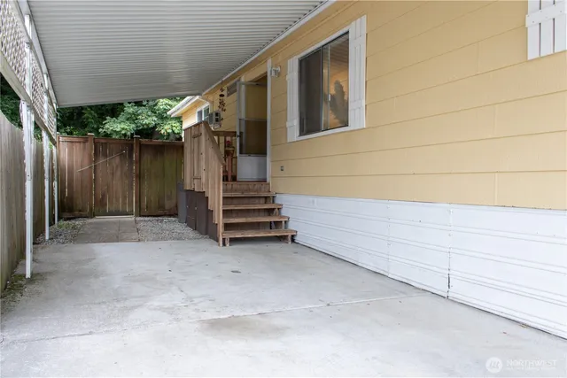 a view of small space with wooden walls