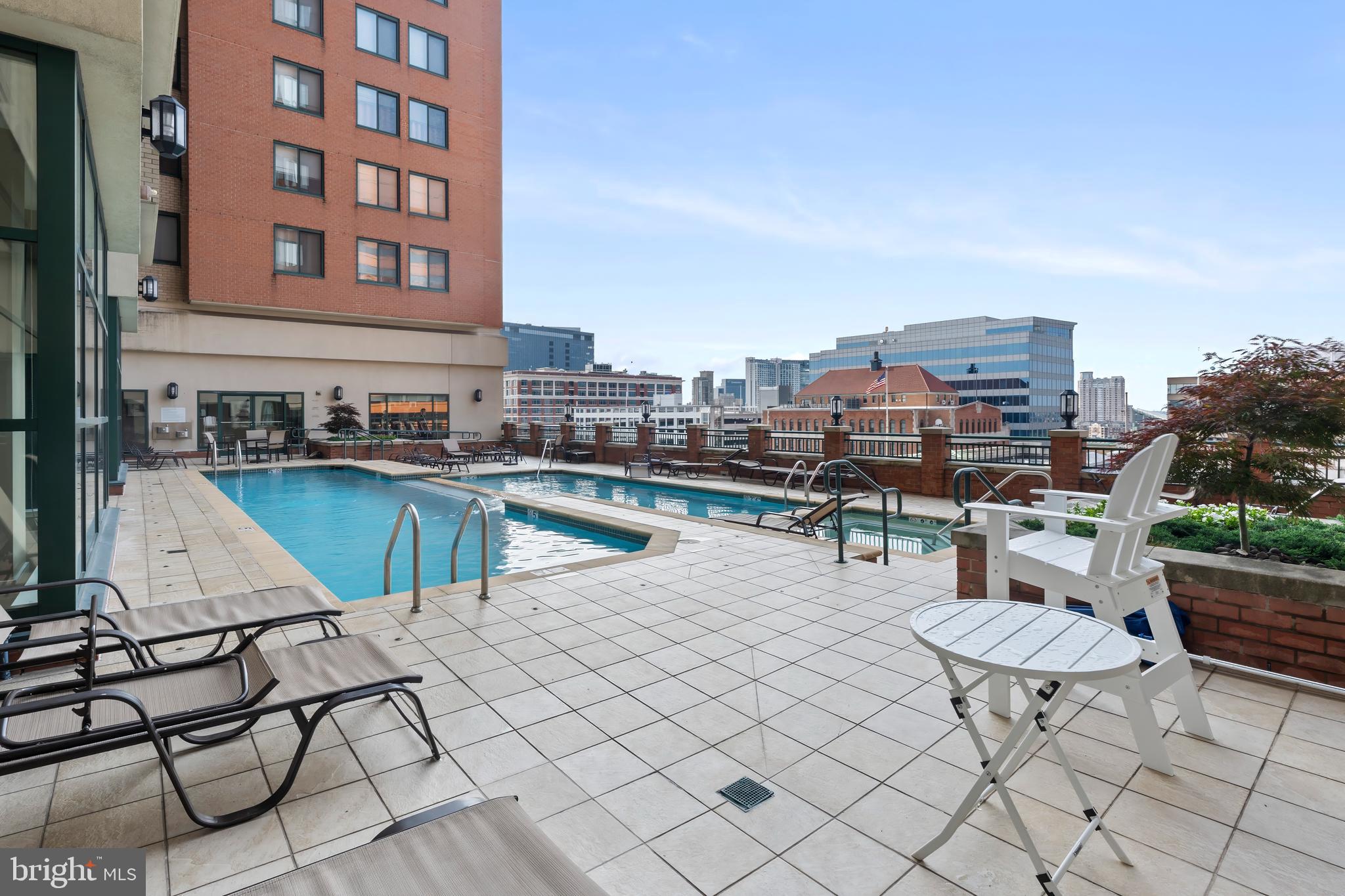 414 Water Street, Unit 2903 Baltimore, MD 21202 - Photo 32 of 46 a view of a chairs and table in patio