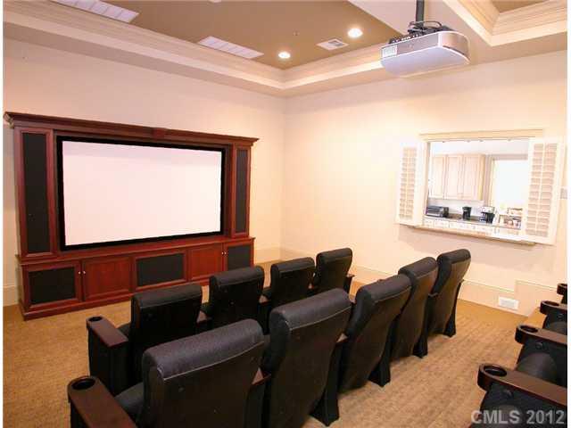 1016 Ridgehaven Road Waxhaw, NC 28173 - Photo 8 of 8 a media room with lots of chairs and a projector screen