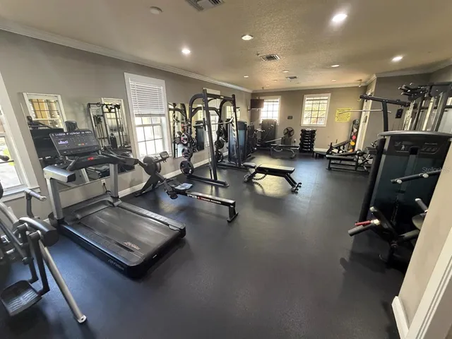 a view of a room with gym equipment