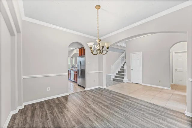 a view of a livingroom with a chandelier