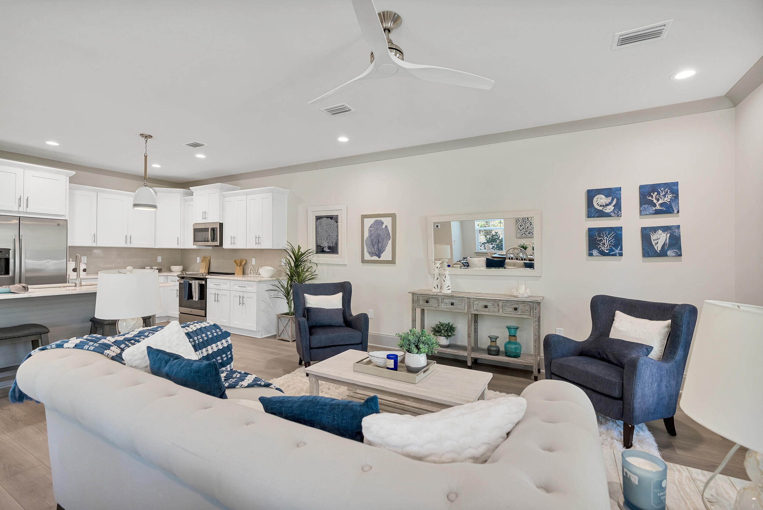 35 Golden Bell Ct Inlet Beach, Unit 35A Inlet Beach, FL 32461 - Photo 19 of 47 a living room with furniture white walls and kitchen view