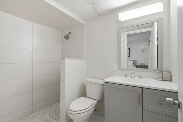 a bathroom with a shower