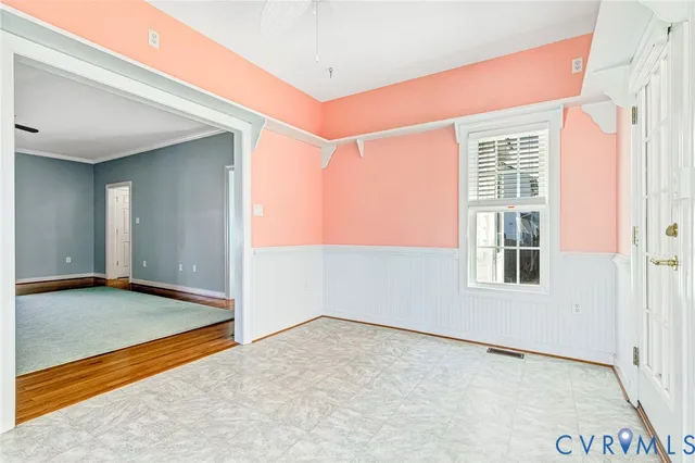 an empty room with windows