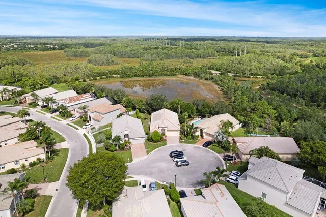 an aerial view of a house with garden space and outdoor space