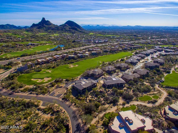 a view of city and green space