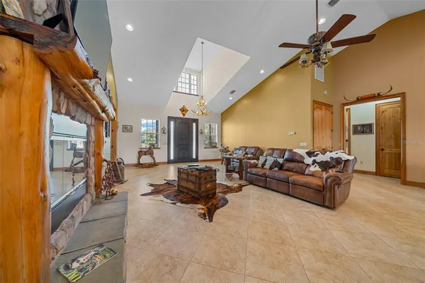 a living room with furniture