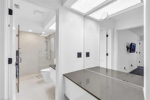 a view of storage and utility room with racks on the wall