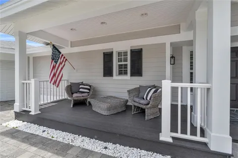a view of porch with seating space