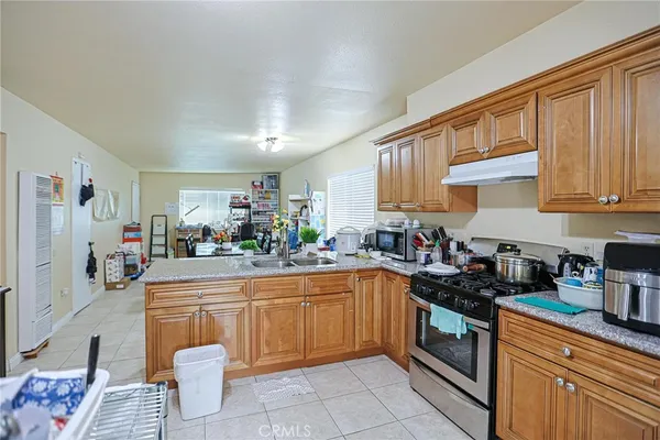 a view of a street with an umbrella