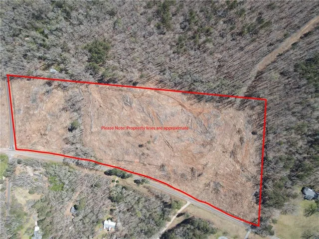 a view of a yard with a tree in the background