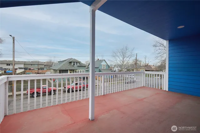 a view of a city from a balcony