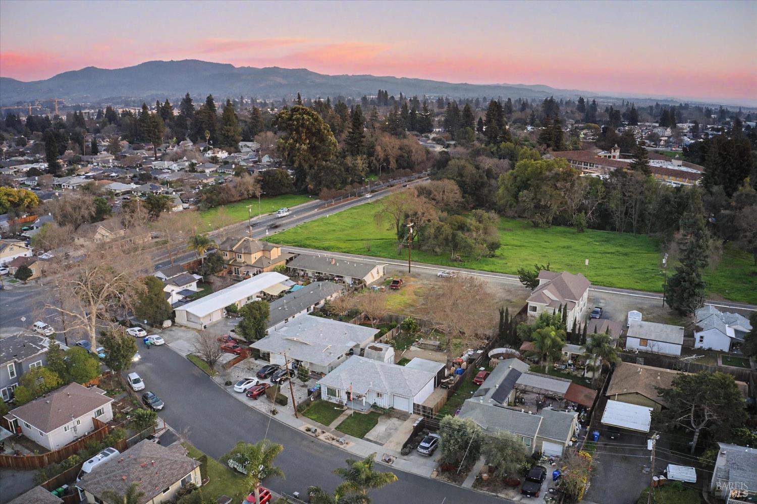1763 E Street Napa, CA 94559 - Photo 31 of 31 an aerial view of residential houses with outdoor space and trees
