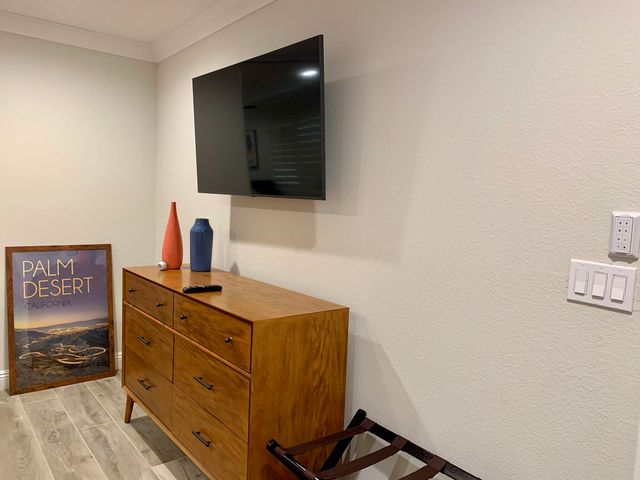 a kitchen with a stove and a microwave