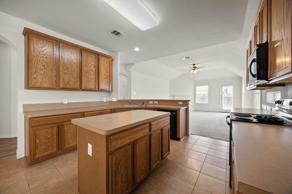2832 Mission Tejas Drive Pflugerville, TX 78660 - Photo 18 of 30 a kitchen with a stove a sink and a microwave
