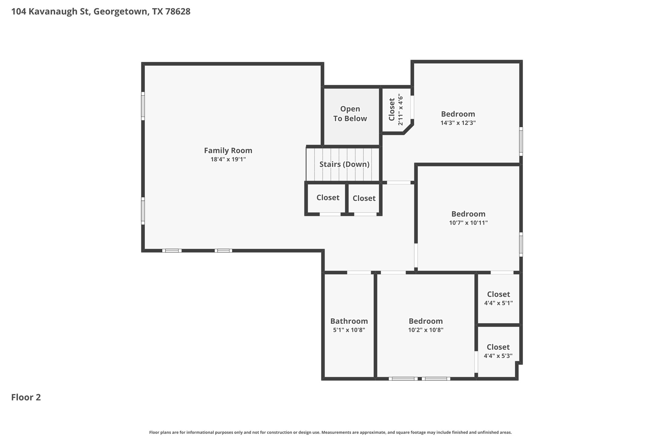 104 Kavanaugh Street Georgetown, TX 78628 - Photo 30 of 30 2nd floor - floor plan with measurements
