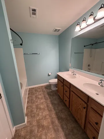 a bathroom with a bathtub