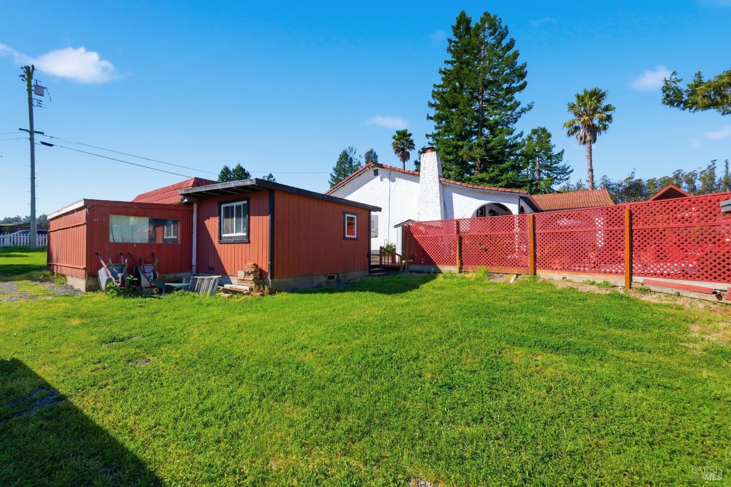 5174 Blank Road Sebastopol, CA 95472 - Photo 37 of 48 a view of a backyard with potted plants and large tree
