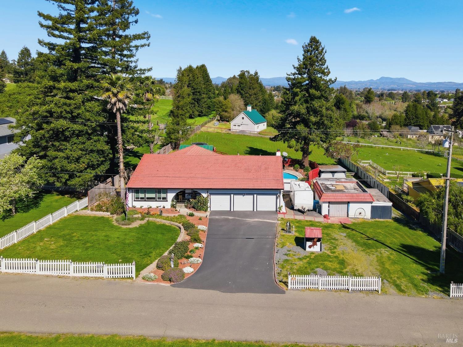 5174 Blank Road Sebastopol, CA 95472 - Photo 40 of 48 an aerial view of a house with garden space and street view