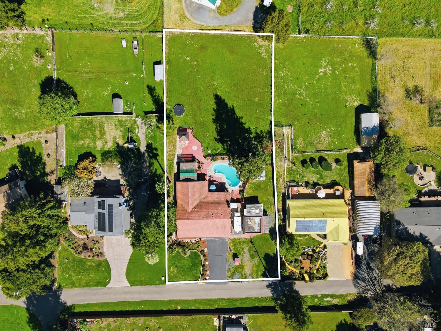 5174 Blank Road Sebastopol, CA 95472 - Photo 48 of 48 an aerial view of a residential houses with outdoor space and street view