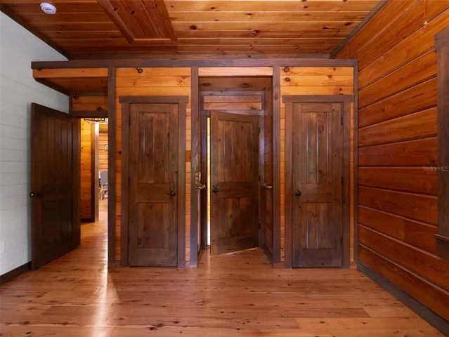 a view of elevator with wooden floor