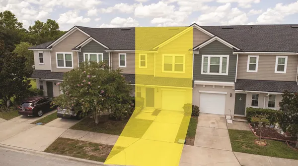 an aerial view of a house