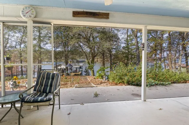 a view of porch with seating space