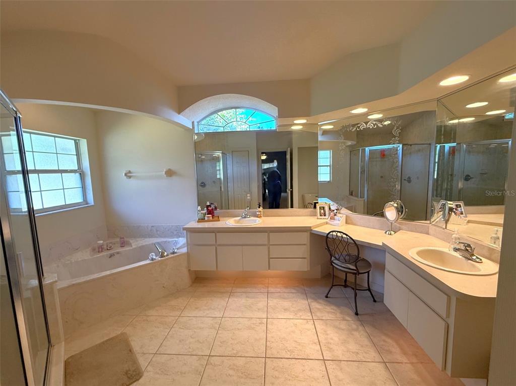 4980 Southeast 47th Terrace Road Ocala, FL 34480 - Photo 25 of 54 a large bathroom with a tub a sink a mirror and a shower