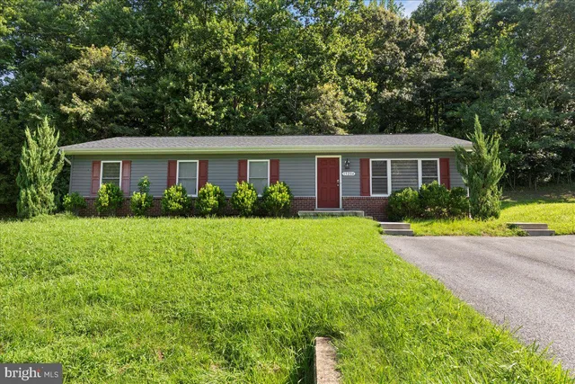a view of backyard of house with green space