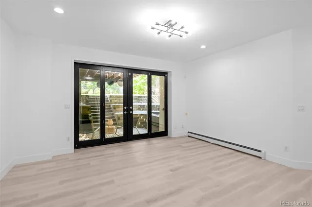 an empty room with windows