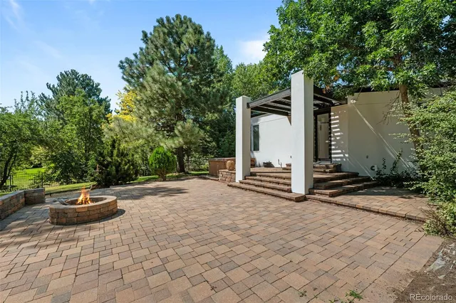 a view of backyard with green space