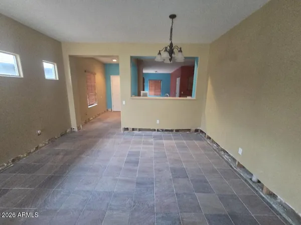 a view of a livingroom with a chandelier