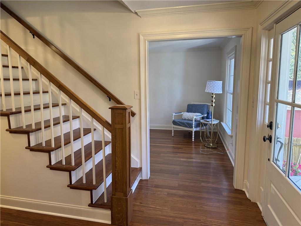 1610 Old Mill Crossing Northeast Marietta, GA 30062 - Photo 9 of 55 a view of entryway and hall with wooden floor