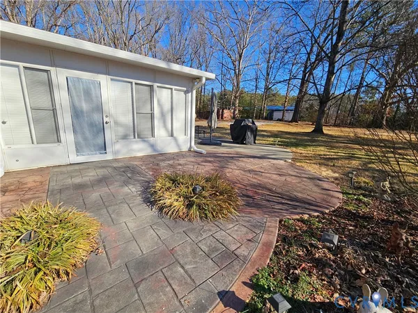 a view of a yard with plants