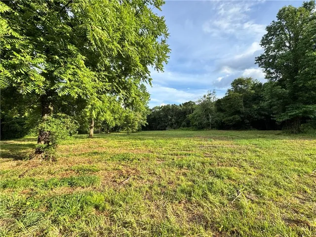 a view of a yard with an trees