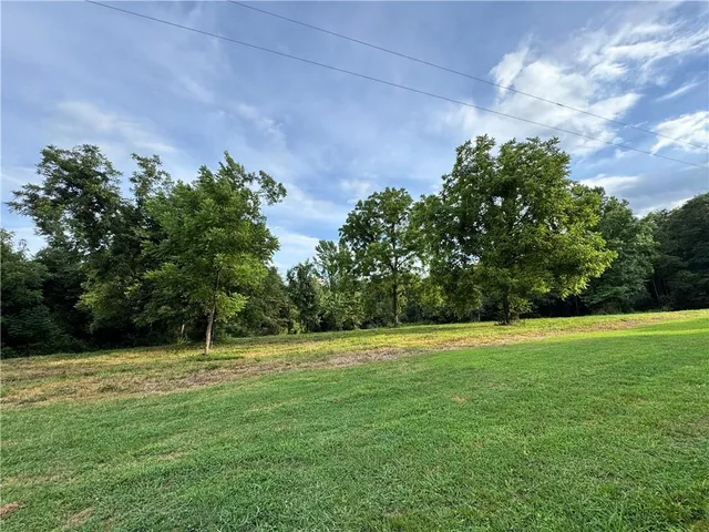 a view of outdoor space with a garden and trees