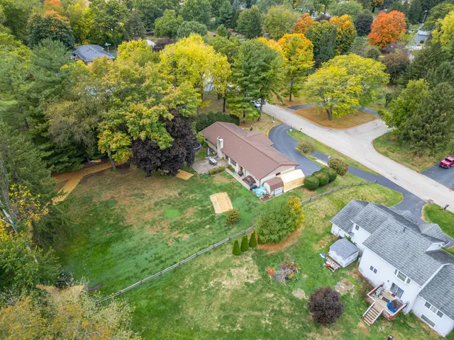 an aerial view of a house