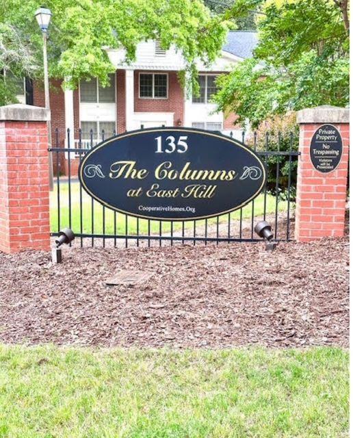 a sign on the side of a building