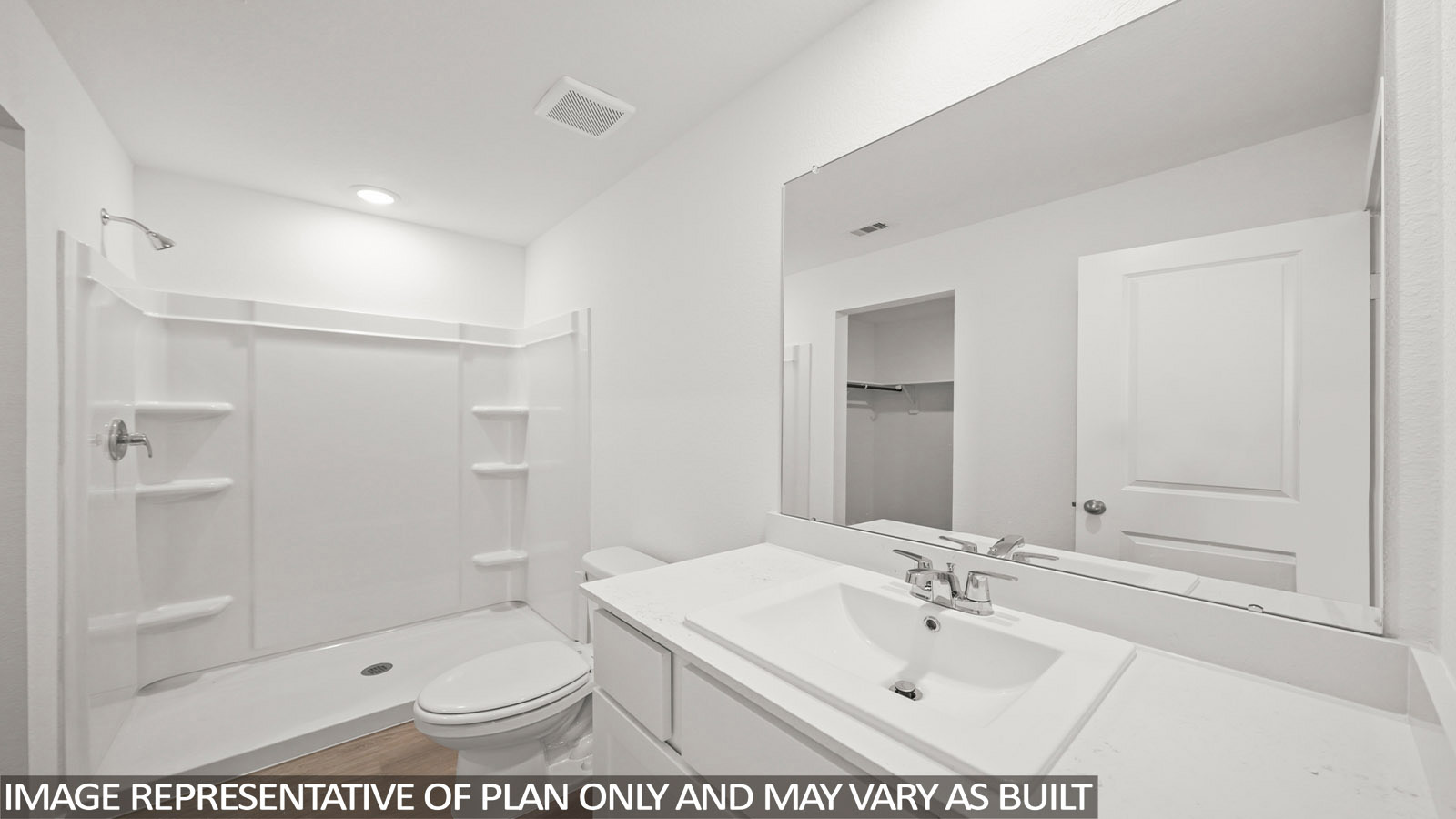 116 Baby Calf Roping Road Jarrell, TX 76537 - Photo 16 of 23 A well-appointed bathroom features a single vanity and a shower-tub combination.