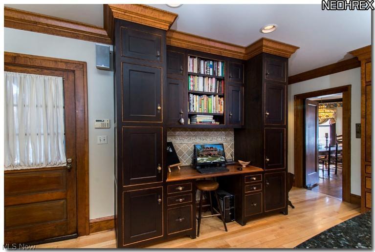 2957 Sedgewick Road Cleveland, OH 44120 - Photo 6 of 25 Handcrafted desk, cabinets and bookcase - dark cherry wood with curly maple trim.