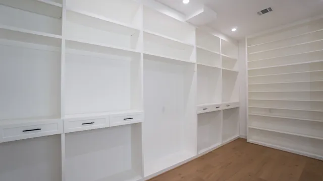 a view of an empty walk in closet