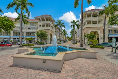 a view of a park with palm trees
