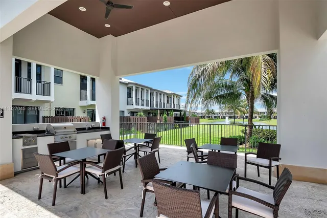 a outdoor space with furniture and garden view