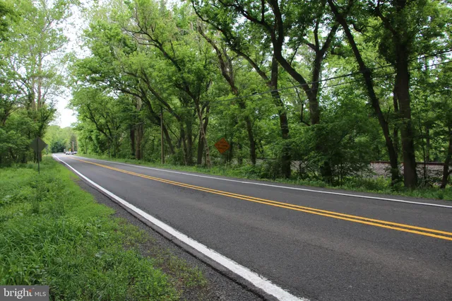 a view of a field with trees in front of it