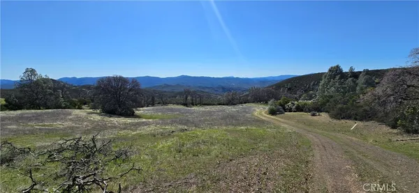 a view of a yard with mountain