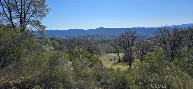 a view of a mountain range with trees in the background