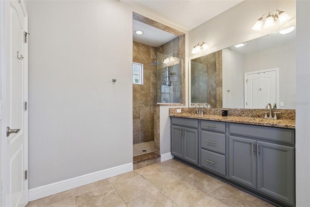 1565 Castile Street Celebration, FL 34747 - Photo 34 of 82 a bathroom with a granite countertop sink and a mirror